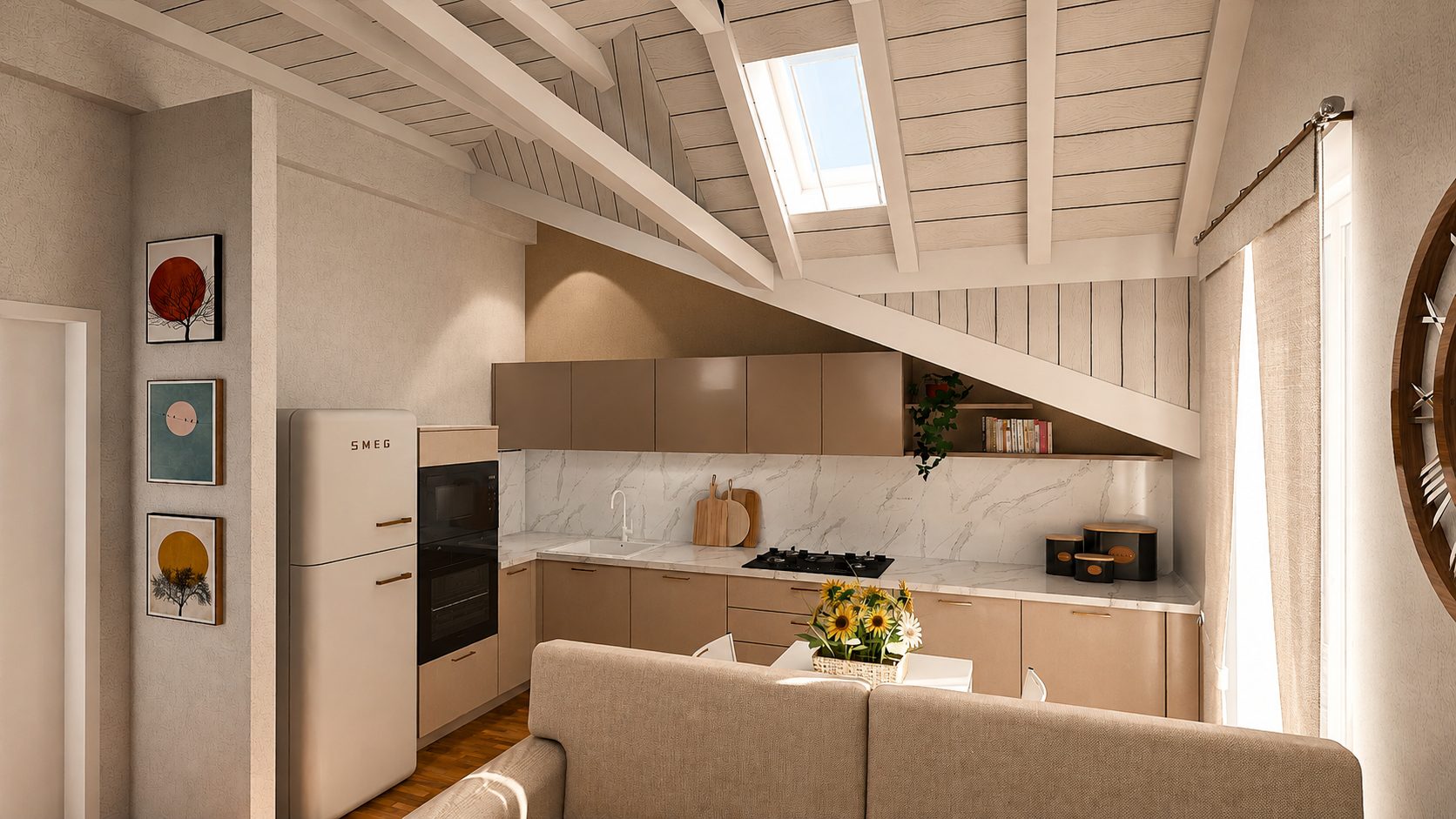 Cucina Contemporanea Angolare Neutro - progetto LiFE realizzato per Aurora