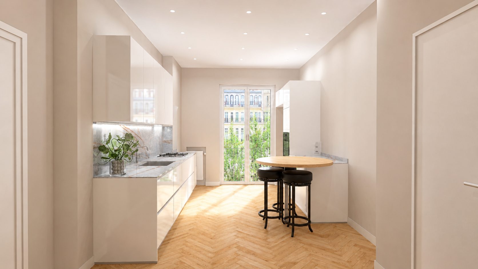 Cucina Minimalista Lineare 2 Pareti Bianco - progetto LiFE realizzato per Stefano e Cinzia - vista 2